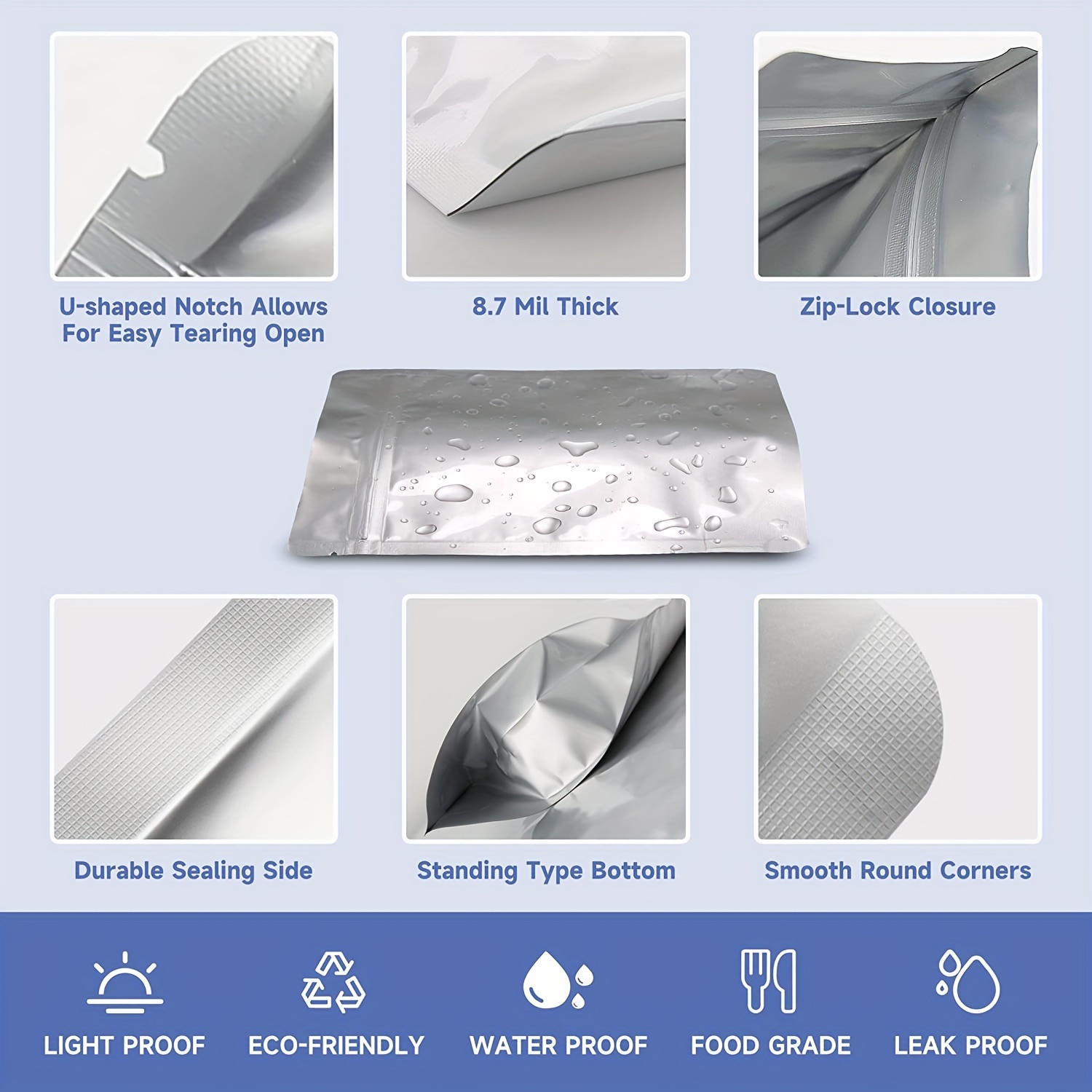 Mylar Bags For Food Storage 8.7 Mil Thick Mylar Bags - Temu