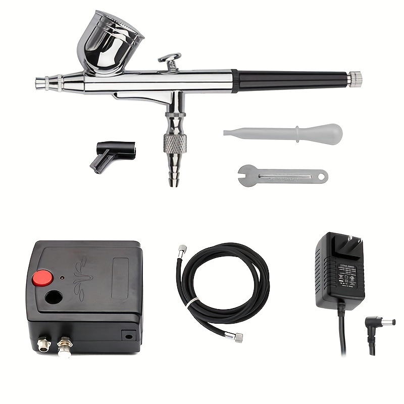 0.3mm Dual-Action Gravity Airbrush Kit Set Air Compressor Auto Hobby Cake Tattoo