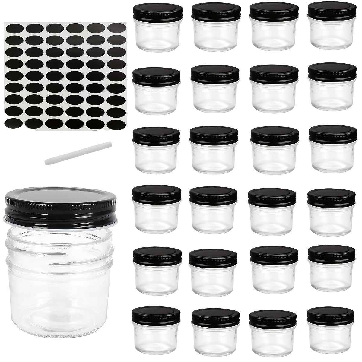 12Pack Square Spice Jars with Natural Acacia Lids and Bamboo Spice Rac