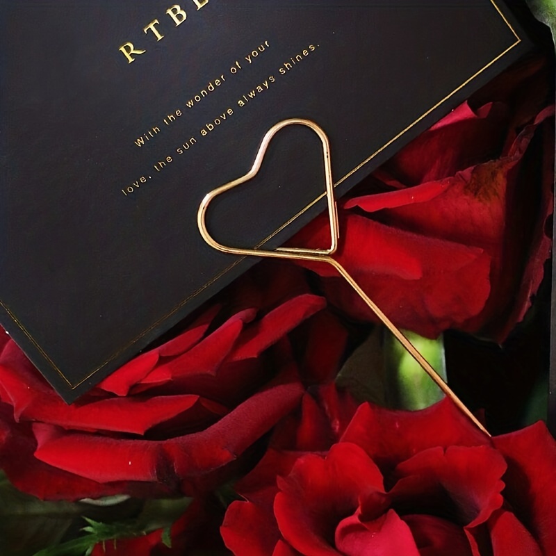 Heart Plastic Flower Card Holder For Bouquet Arrangement, 9.3 inch - 80 Pcs