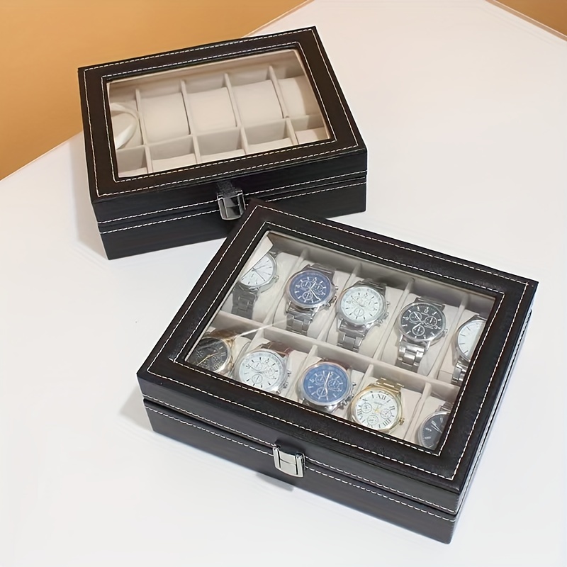 12-digit Watch Storage Box, Wrist Watch Open Window Display Large-capacity Dust-proof Oxidation-proof Watch Case With Lid, Ideal choice for Gifts details 7