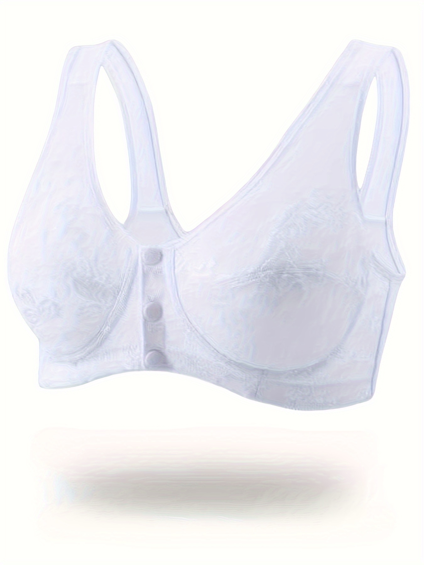 Contrast Lace Wireless Bra Comfy Breathable Front Buckle - Temu Canada