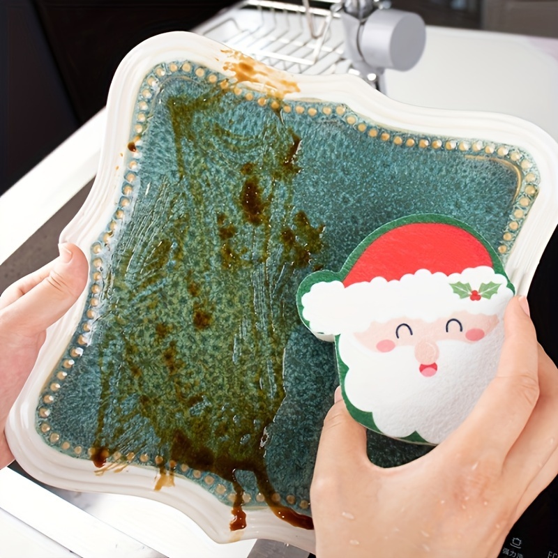 Cute Christmas Cleaning Sponge Double sided Kitchen - Temu