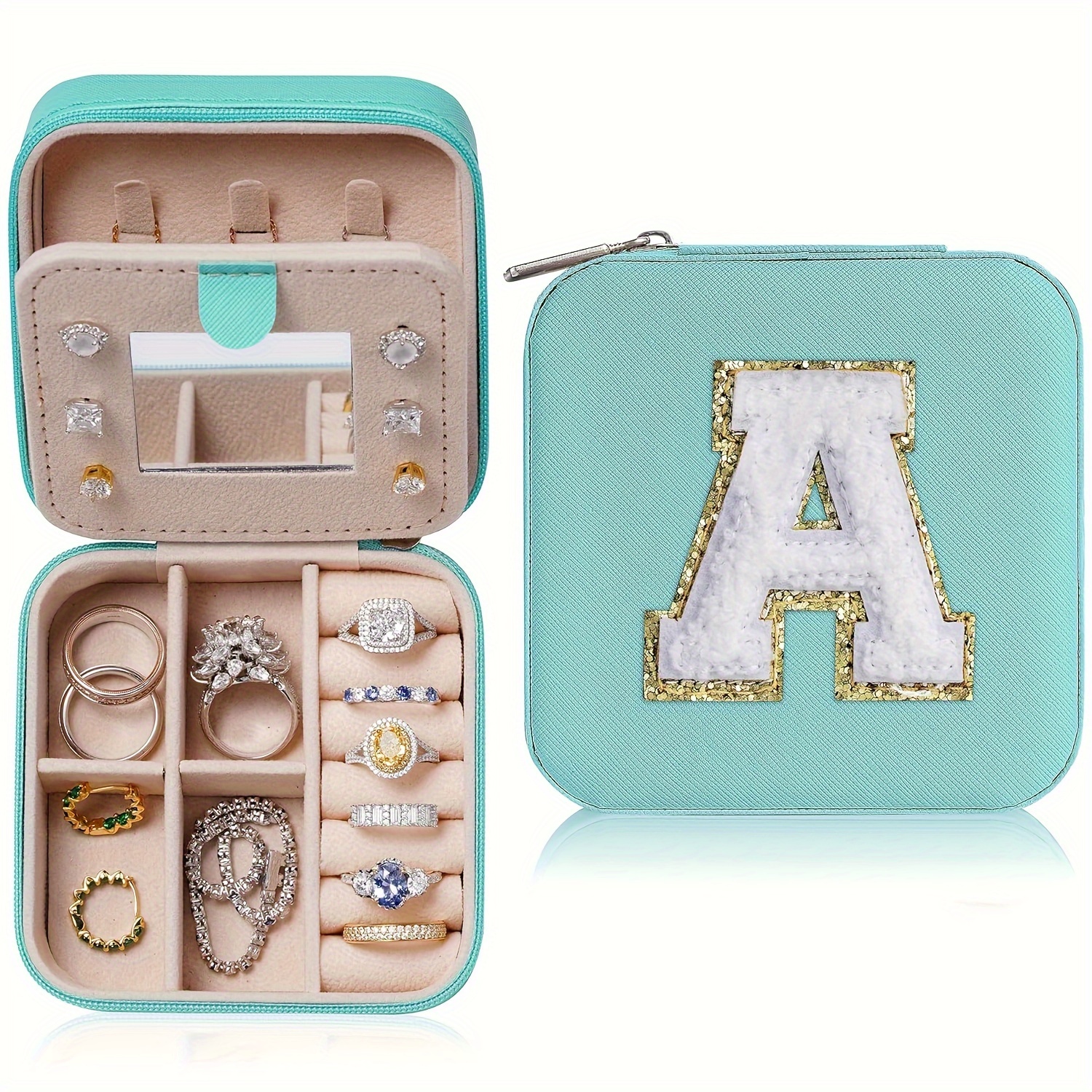 Gifts for Women Teen Girls - Small Initial Jewelry Case Jewelry