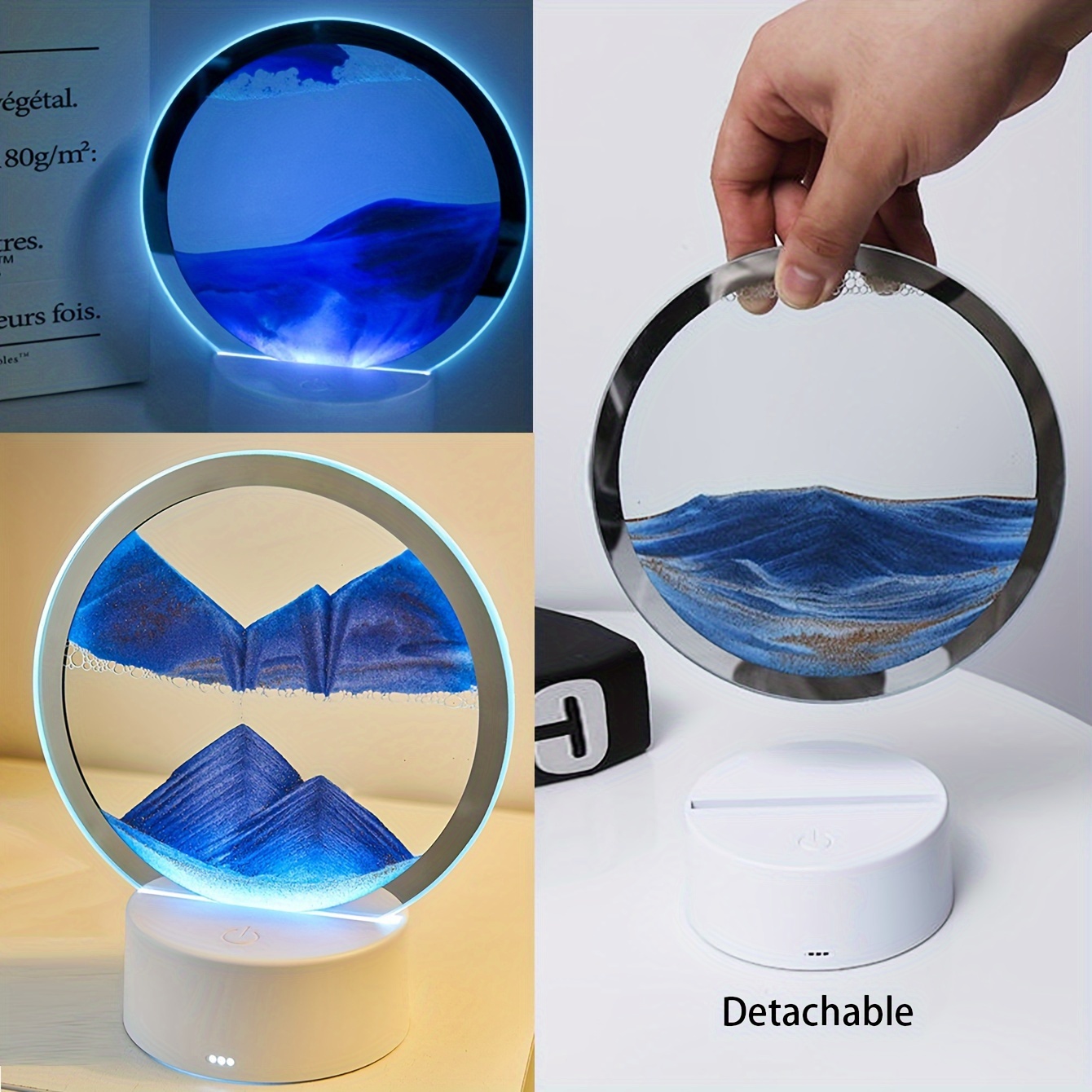 USB LED Sables Mouvants Veilleuse 3D Paysage Naturel Coulant Sable