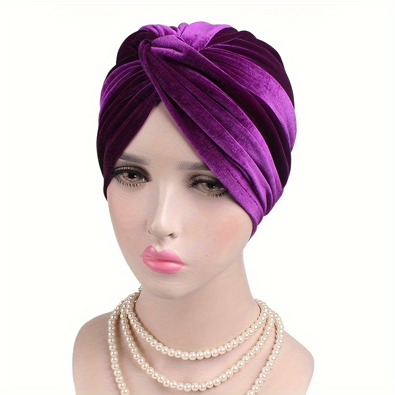 Women'* Pleated Elastic Turban, Fashion Head Wrap For Ramadan