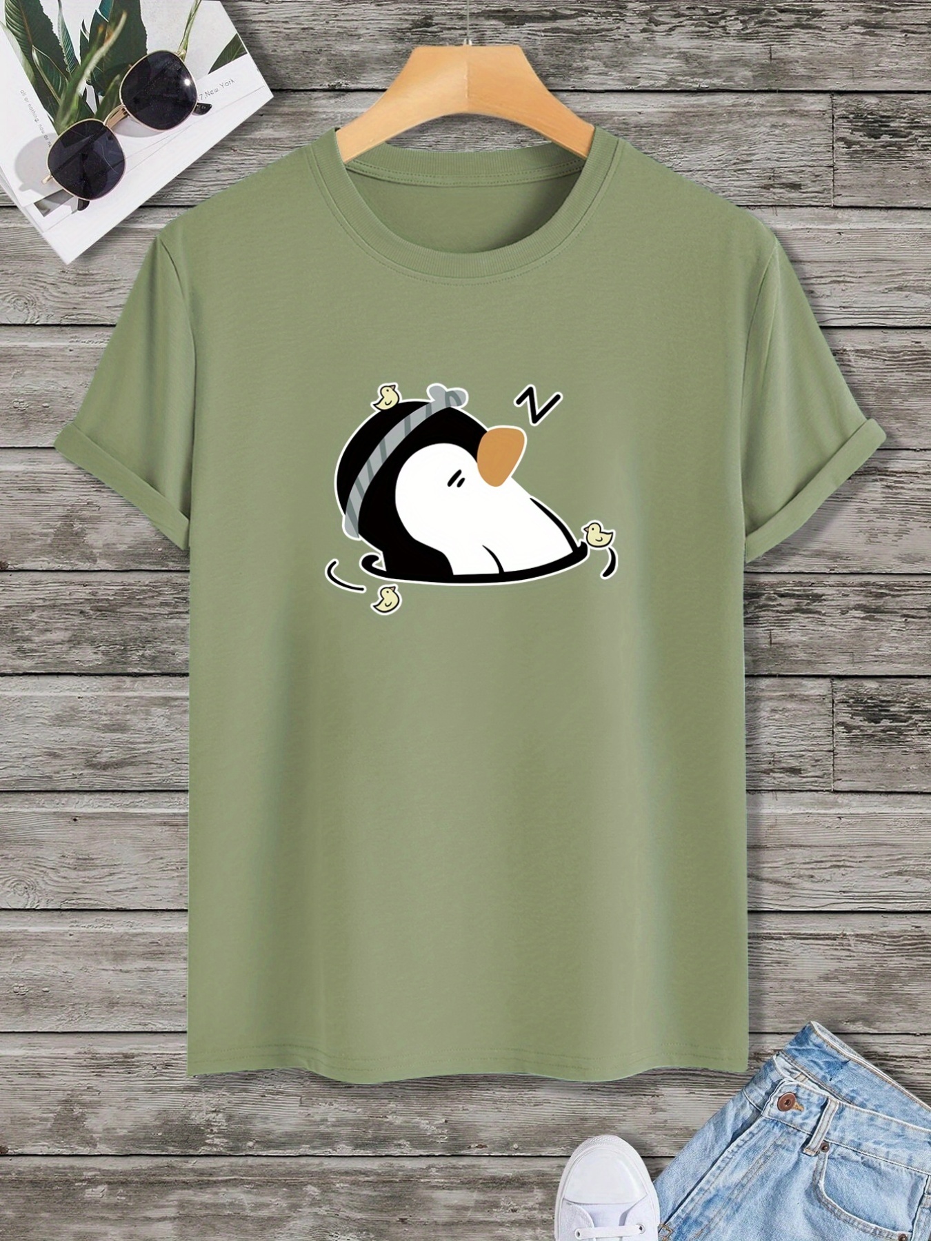 Men's Casual Trendy Oversized T-shirt, Cute Penguin Print Short Sleeve Crew  Neck Tees For Summer Plus Size - Temu Philippines