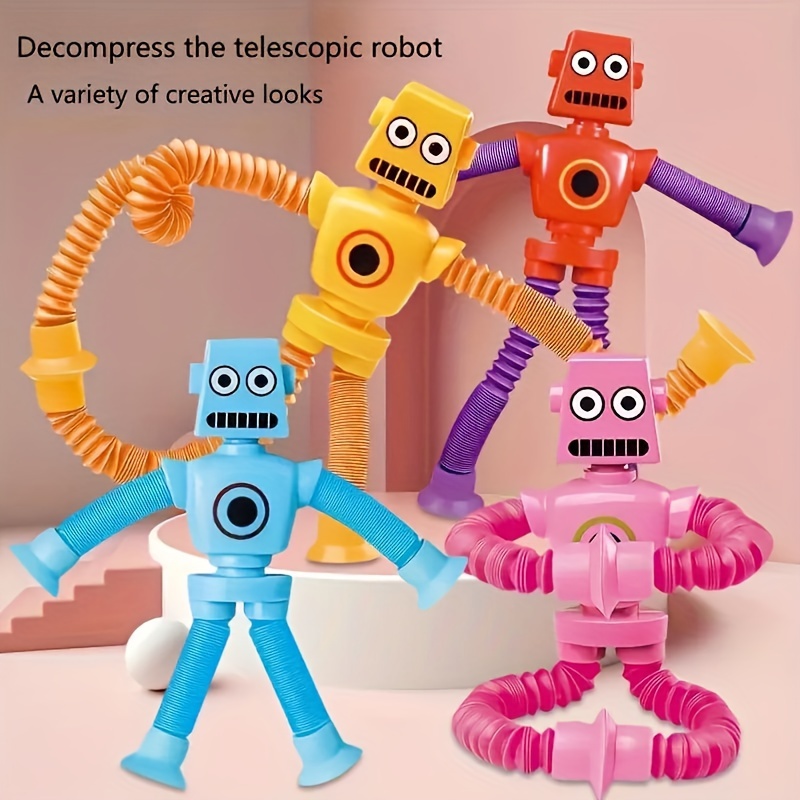 ventouse télescopique Robot Toy Enfants Jouets d'aspiration Jouets  sensoriels Telescopic Tube Sucker Toy