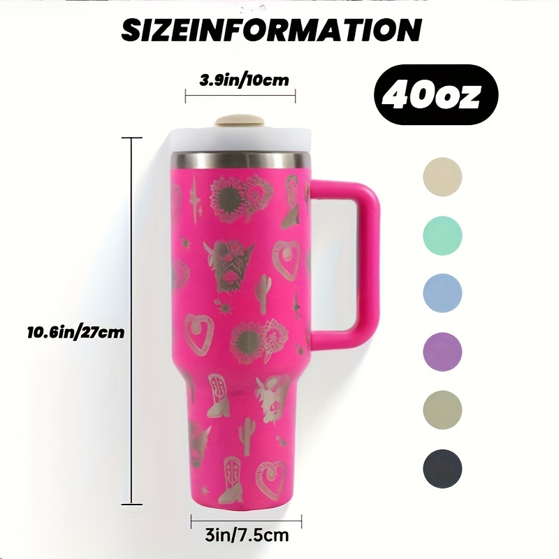 40oz Flower & Skull Pattern Tumbler With Handle And Straw Lid, Suitable For  Outdoor Travel&Camping, Christmas Gift in 2023