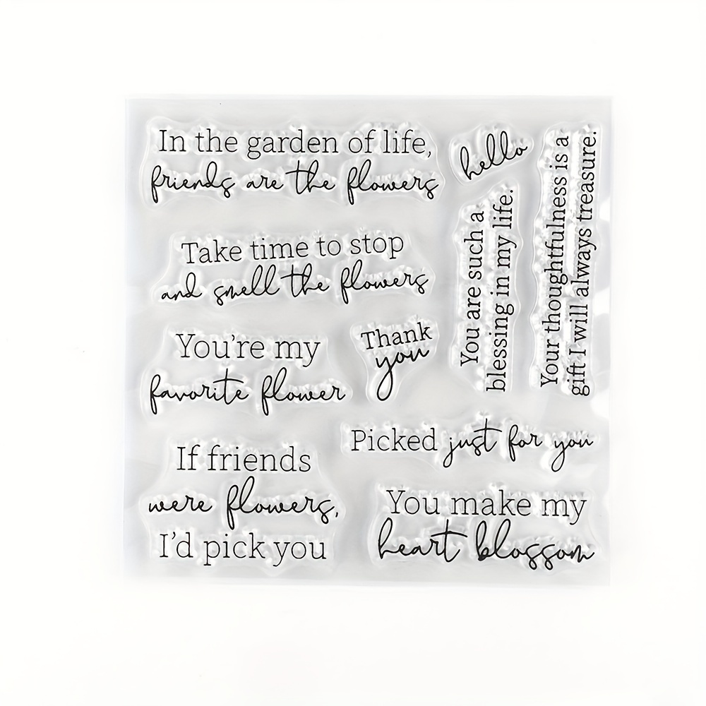 Flower Clear Stamps With Sentiment Words For Card Making And - Temu