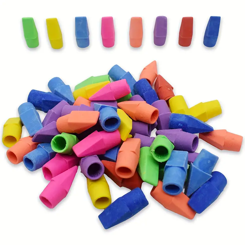 20/60pcs Colorful Pencil Cap Eraser, Pencil Top Eraser, Eraser Cap For  School, Office Classroom, students, Adults