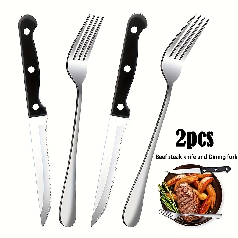 1~ Steak Knife Set Stainless Steel Sharp Serrated Dinner Knives Outdoor Bbq  Knife Cut Meat Bread Steak Knives Kitchen Tool - Temu