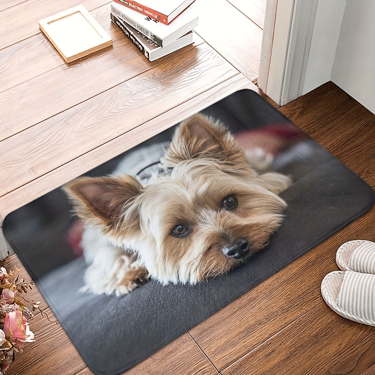 Funny Entrance Dog Door Mat Floor Mats Rug Flannel Non-slip Outdoor Mat  Carpet