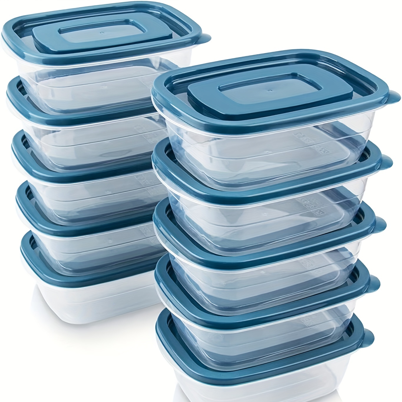 10pcs Rectangular Plastic Partial Boxes Set With Lids, 0.53 Quarts Per Box,  Food Storage Box, Food Container, Plastic Container, For School, Work, And