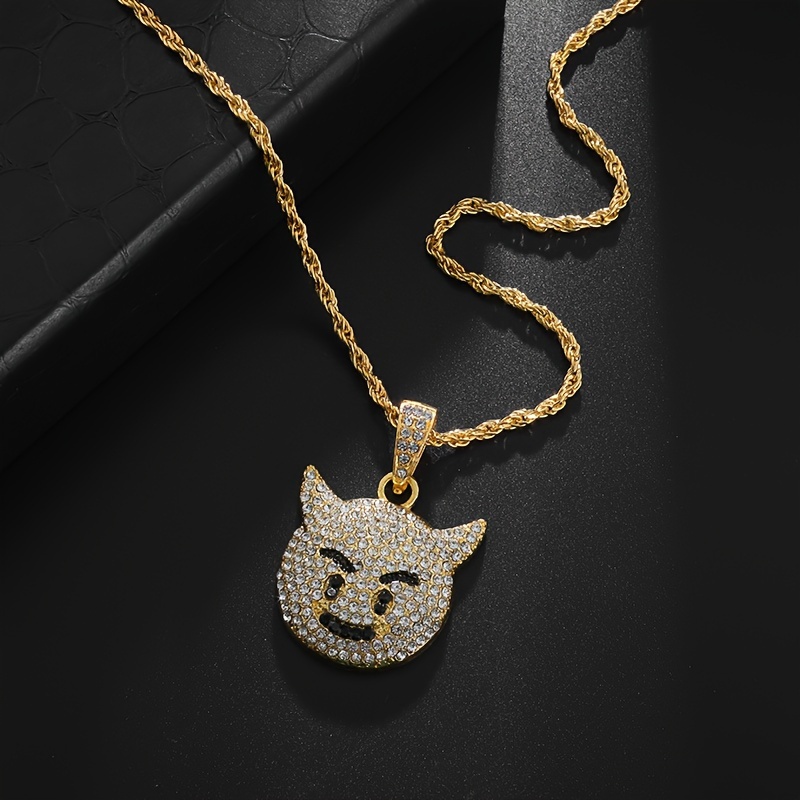 Exquisite Inlaid Cubic Zirconia Little Devil Pendant Necklace, Unisex