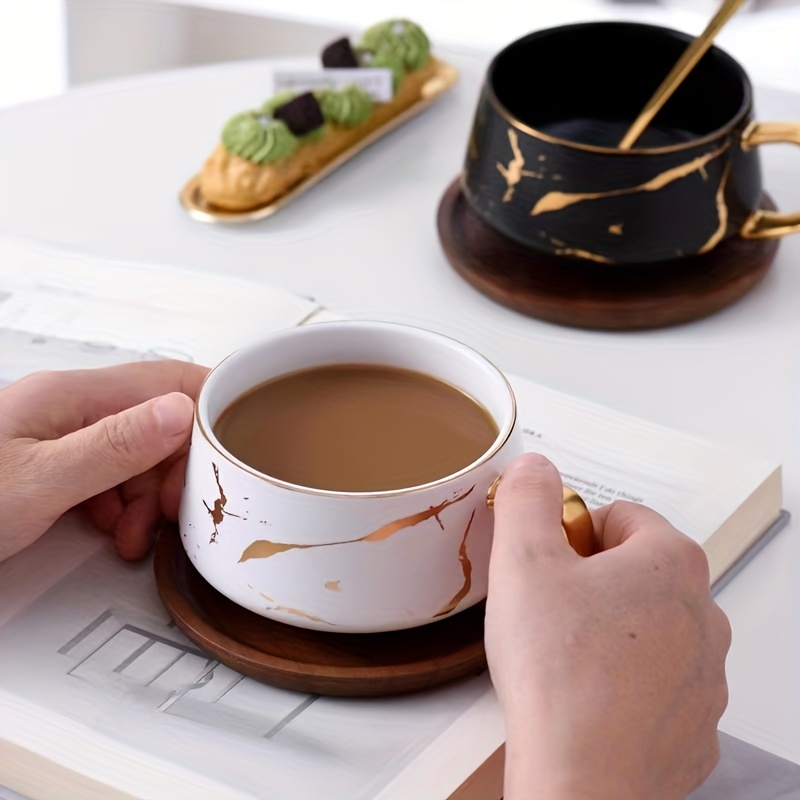 Ensemble, Tasse À Café Et Soucoupe À Imprimé Marbre, Tasse À Thé Et  Soucoupe En Céramique, Tasses À Boire Pour Le Petit Déjeuner, Goûter, Thé  De