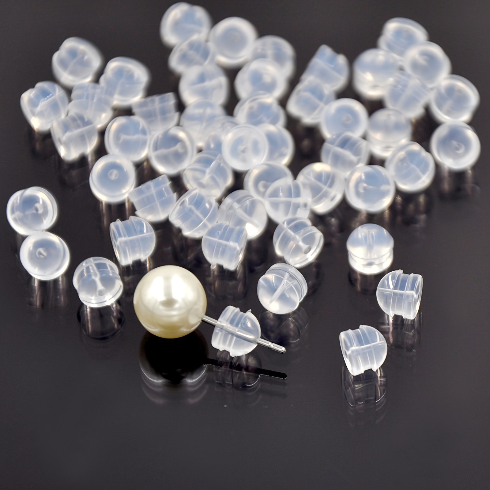  Silicone Earring Backs for Studs, 100PCS Soft Clear