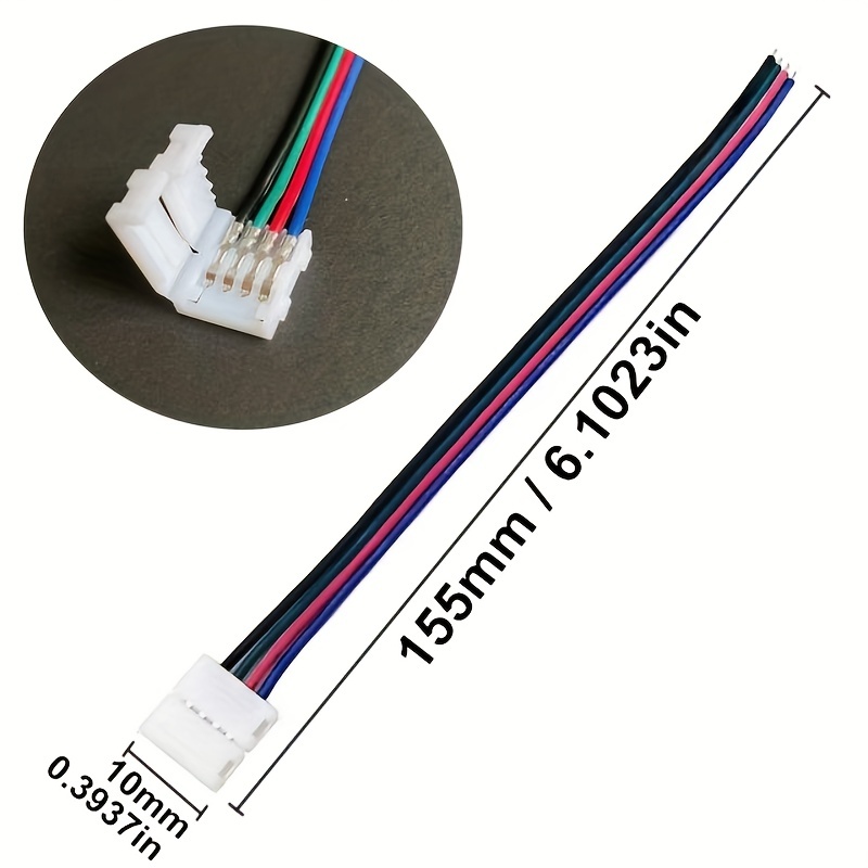 20PCS Connecteurs de Ruban LED à 4 broches 8mm,Connecteur de Bande LED 4  PIN pour Bande LED RGB SMD 2835 3528 étanche,[Z458] - Cdiscount Maison