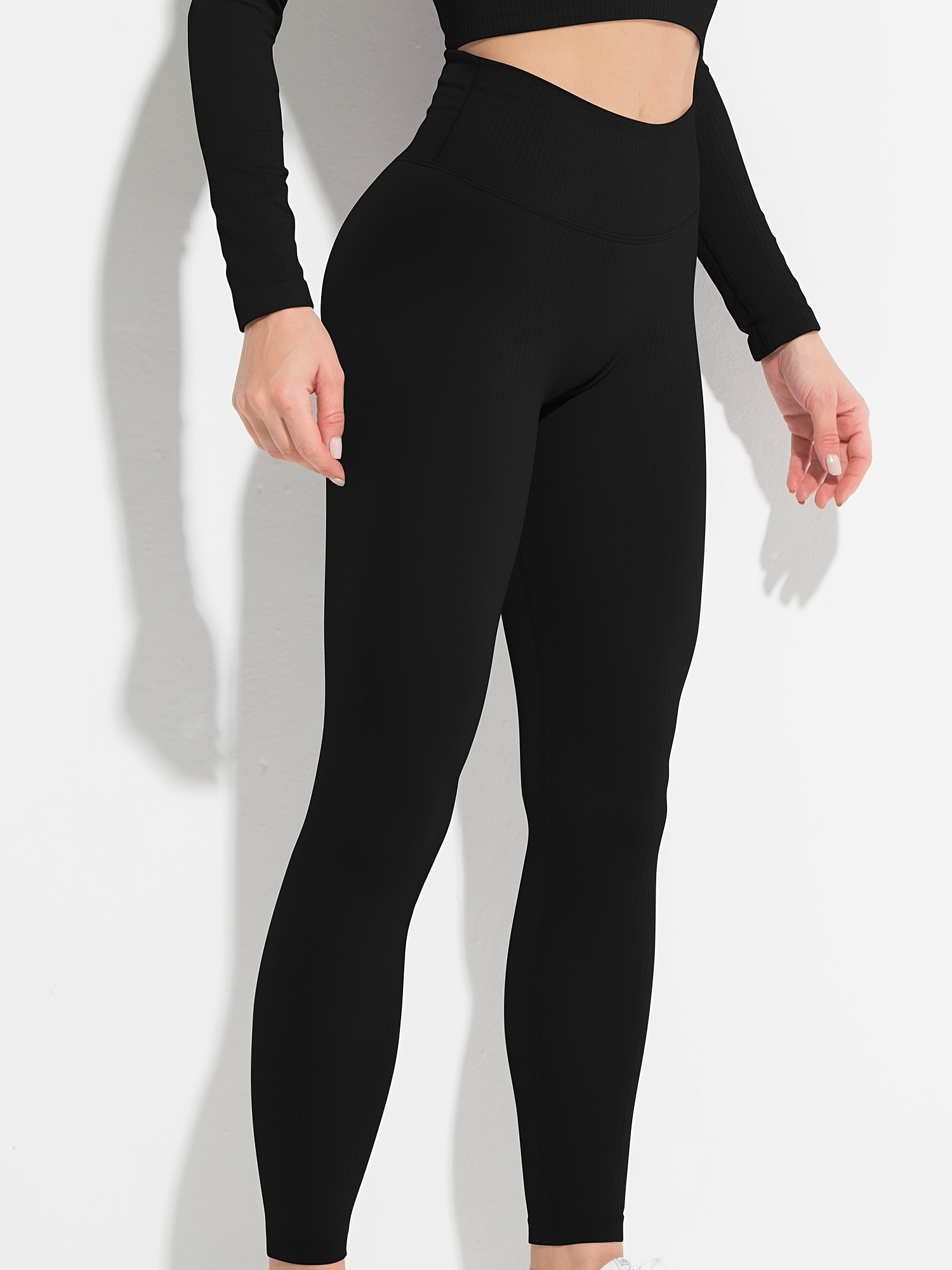 High Waisted Cotton Yoga Seamless Workout Leggings For Women