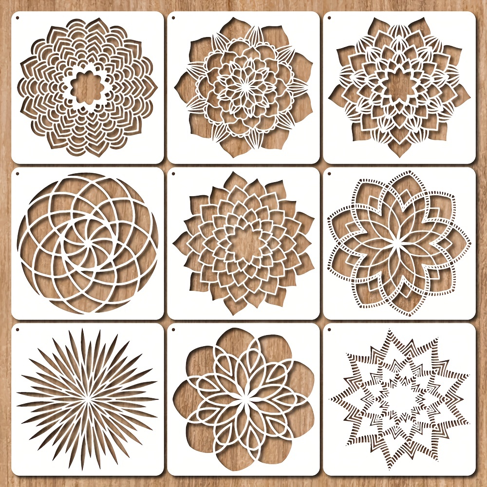 Large Mandala Stencils, Reusable Floral Mandala Stencil With Metal Ring,  Drawing Template For Painting On Wood Wall Furniture Fabric Glass Canvas  Floor Tile Diy Home Decor Craft Art Supplies - Temu United