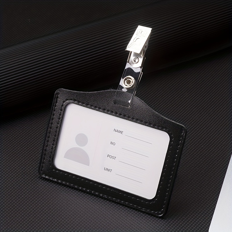 Black Leather ID Card Holder, For Office