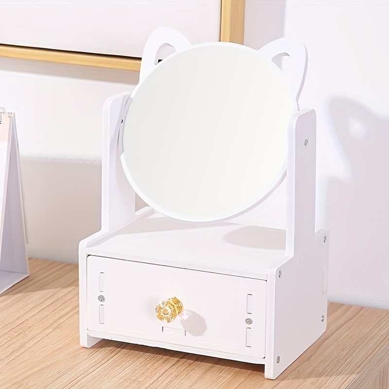 21 SHOP® Mobile Toeletta Scrivania con Specchio forma Cuore per Trucco Set mensole, cassetti laterali e centrale e sgabello tavolo cosmetici per ragazze bambine Centro di Bellezza 120X80X35 - BIANCO
