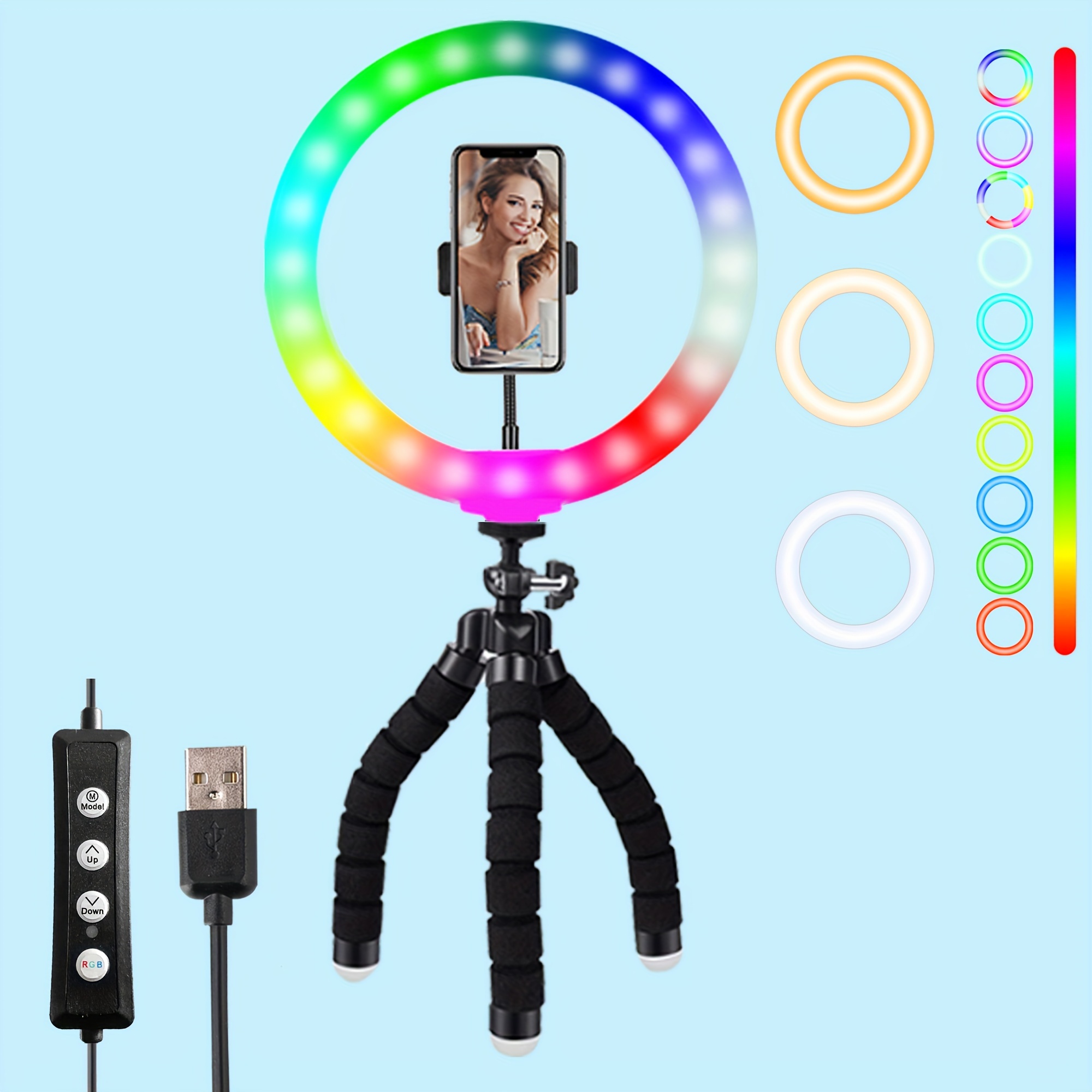 Led Selfie Ring Light Trépied Support Téléphone Télécommande