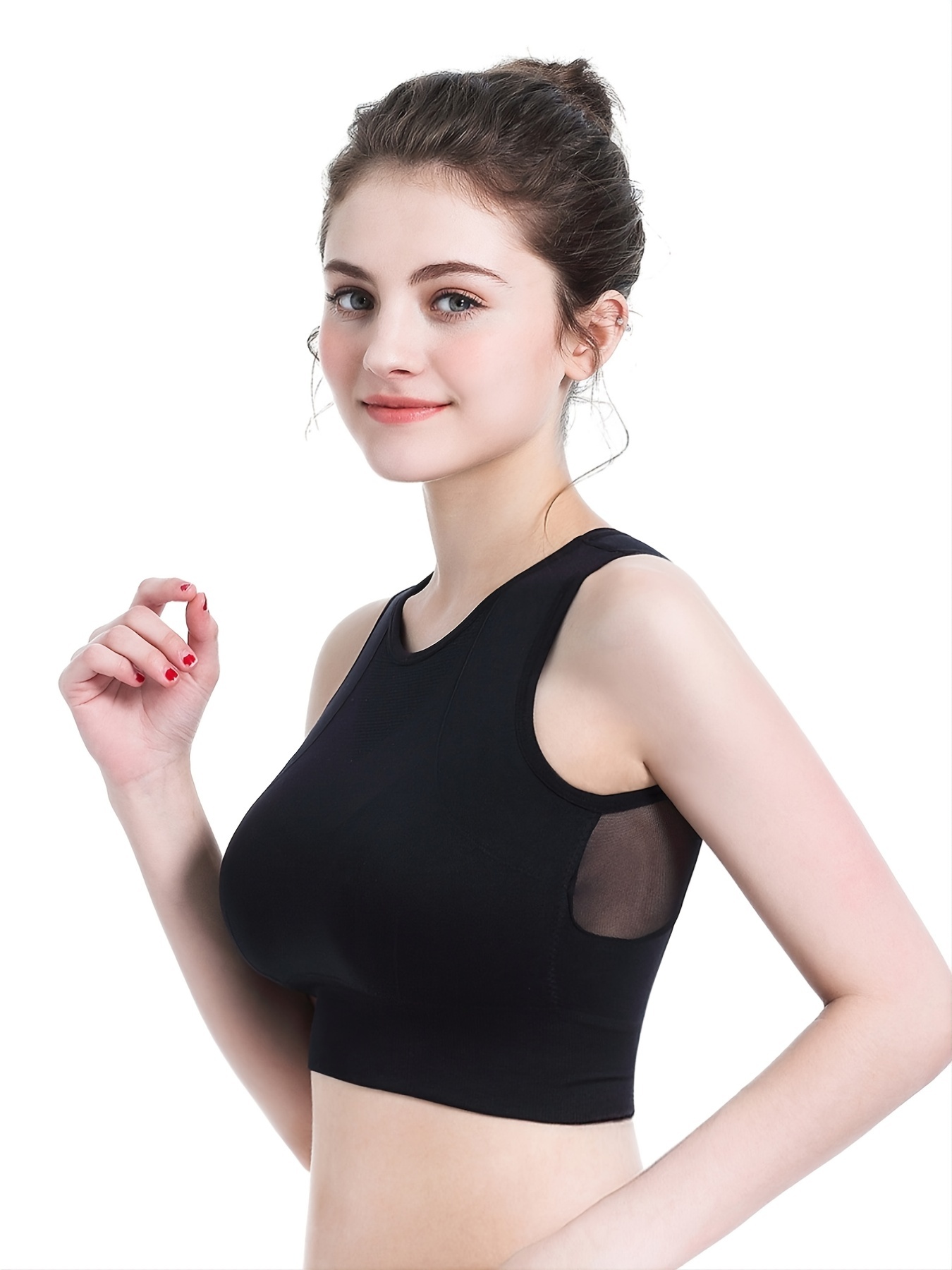 Super Soft Hollow Wirefree Sports Bra Solid Color Breathable - Temu