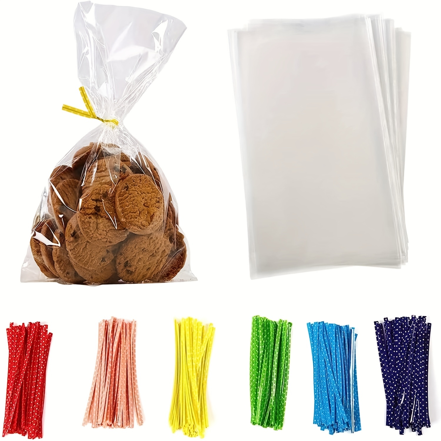  Pink Stripe Clear Cello Candy Favor Bags,Cellophane Cookie  Treat Plastic Bags,with Gold Twist Ties, Pack of 50 : Health & Household