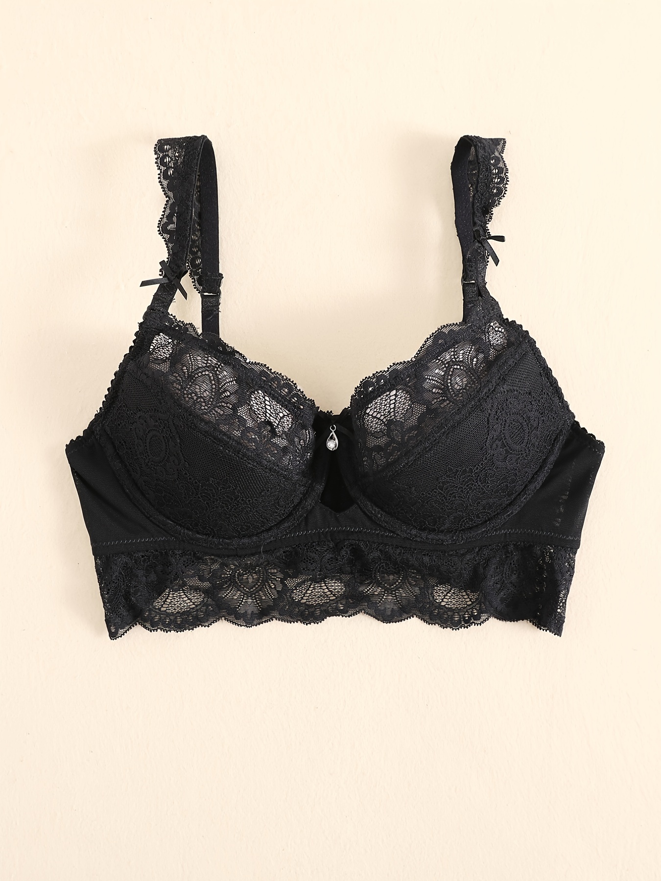 Black Lace Pocket Bra ideal for oval/semi rounds forms
