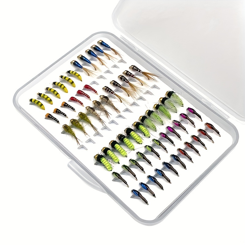 61pcs Premium Hand-Tied Fly Fishing * Assortment for Trout Fishing -  Dry/Wet * and Scud Nymphs Lures