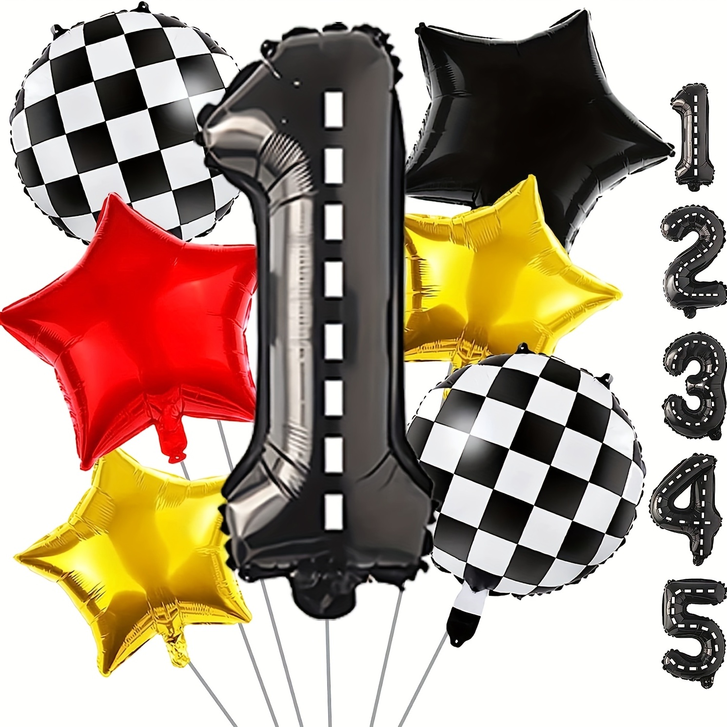 5 pezzi palloncini per decorazioni di compleanno per auto da corsa  palloncini con numeri da 32