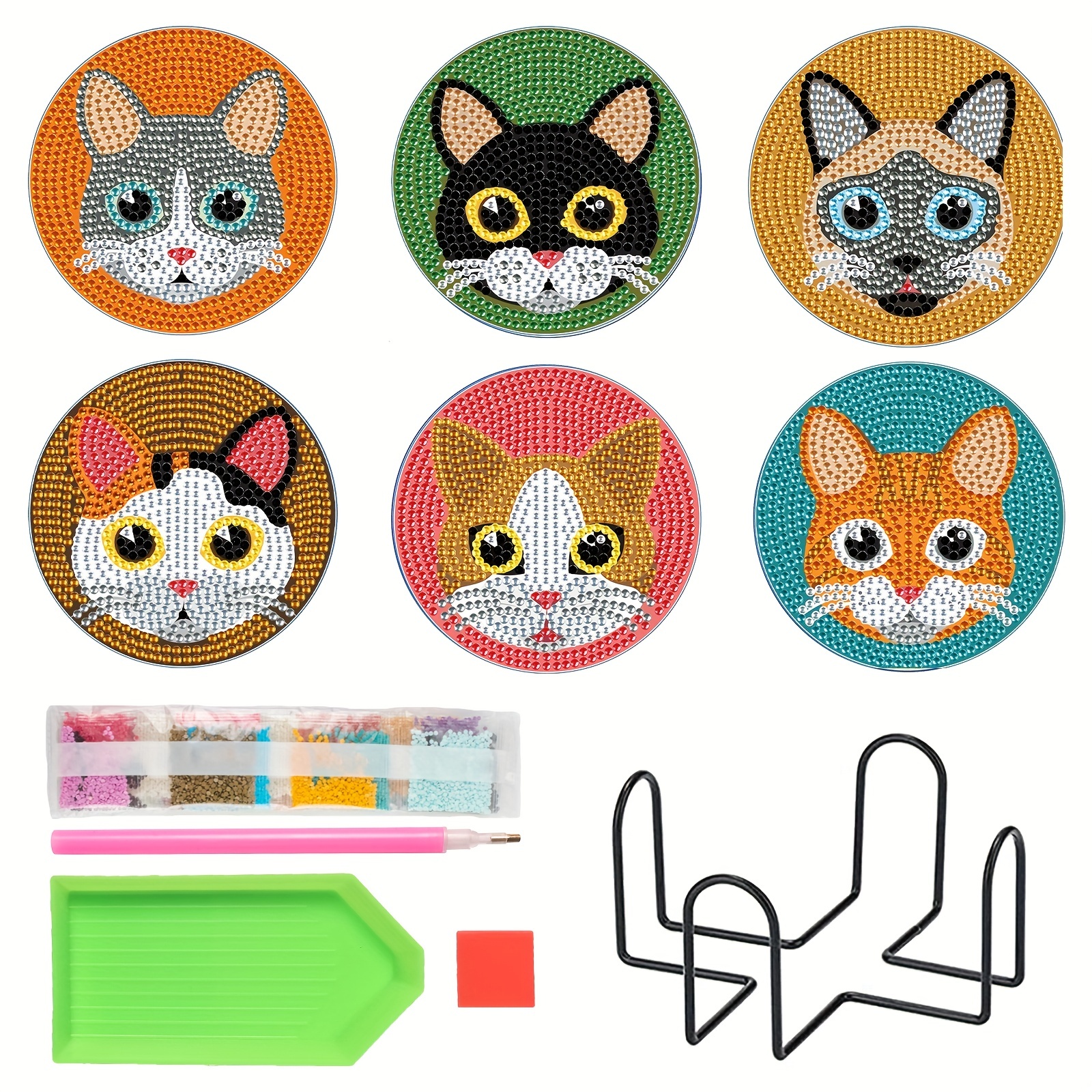 Halloween Magic Cat Diamond Painting Coasters With - Temu
