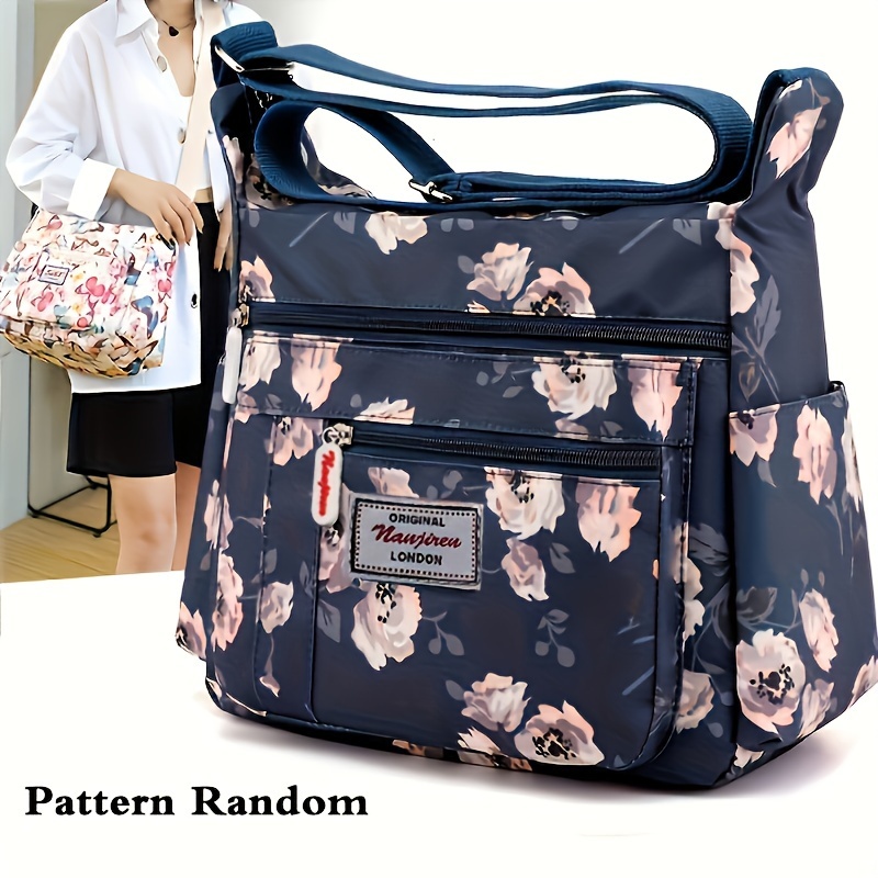 Floral Pattern Crossbody Bag Casual Nylon Shoulder Bag Temu