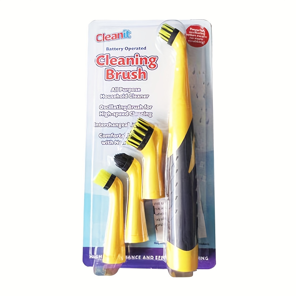 Buy Yellow Electric Household Handheld Cleaner Battery Operated High-speed Cleaning  Brush with 4 Interchangeable Brush Heads (4xAA Batteries Not Included) at  ShopLC.