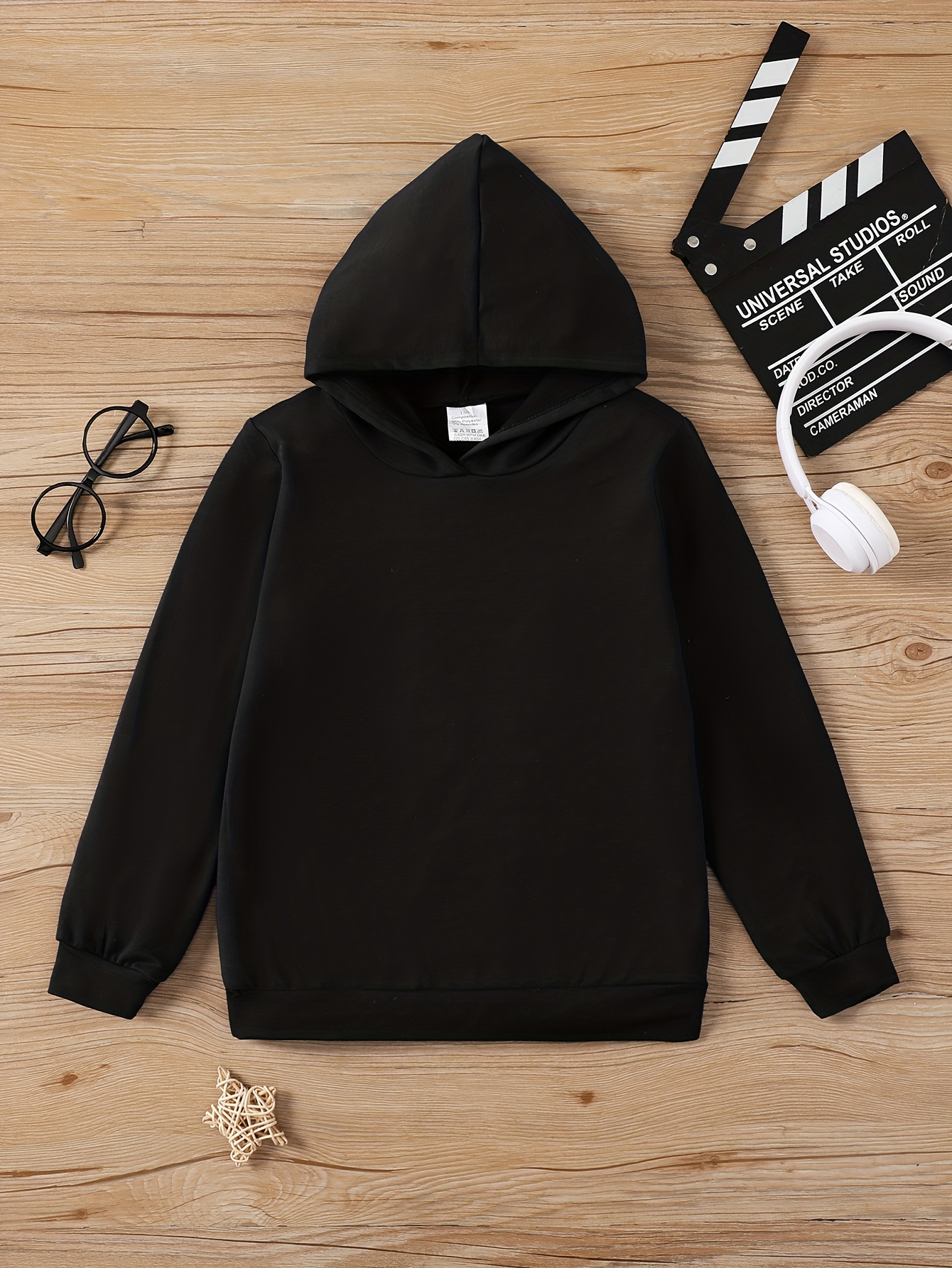 Kids plain black discount hoodie