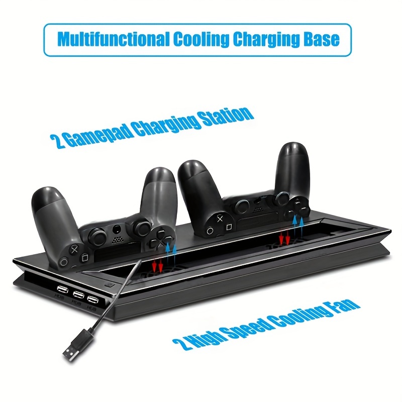For PS4 Slim/ Pro Vertical Cooling Stand Cooler & Dual Joystick USB  Charging Station & 3 Extra HUB For * 4 Slim PS4 Pro Games Accessories