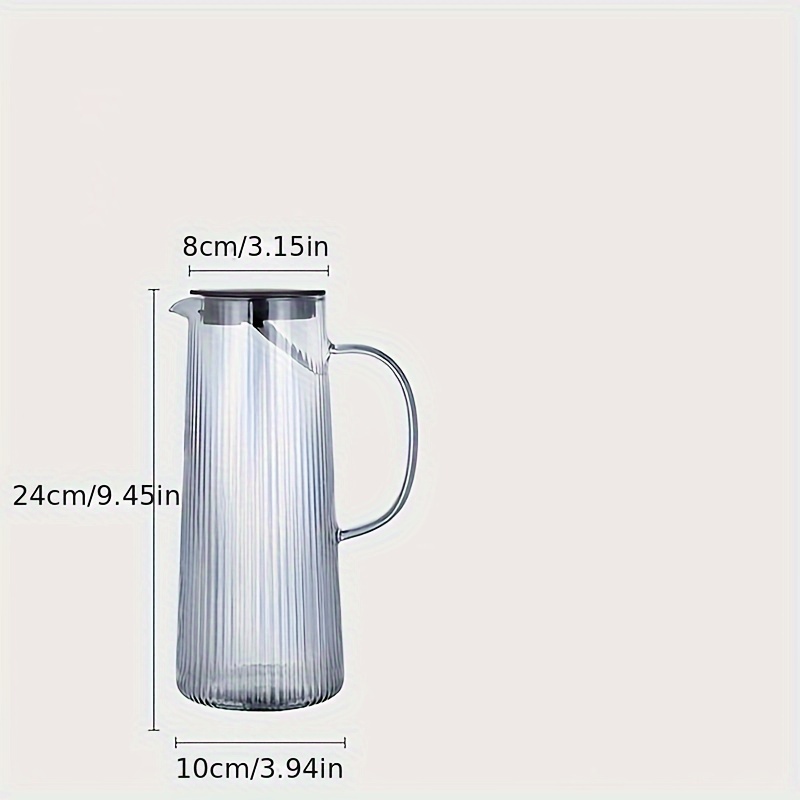 Vertical Stripes Glass Pitcher With Lid Heavy Duty Water - Temu