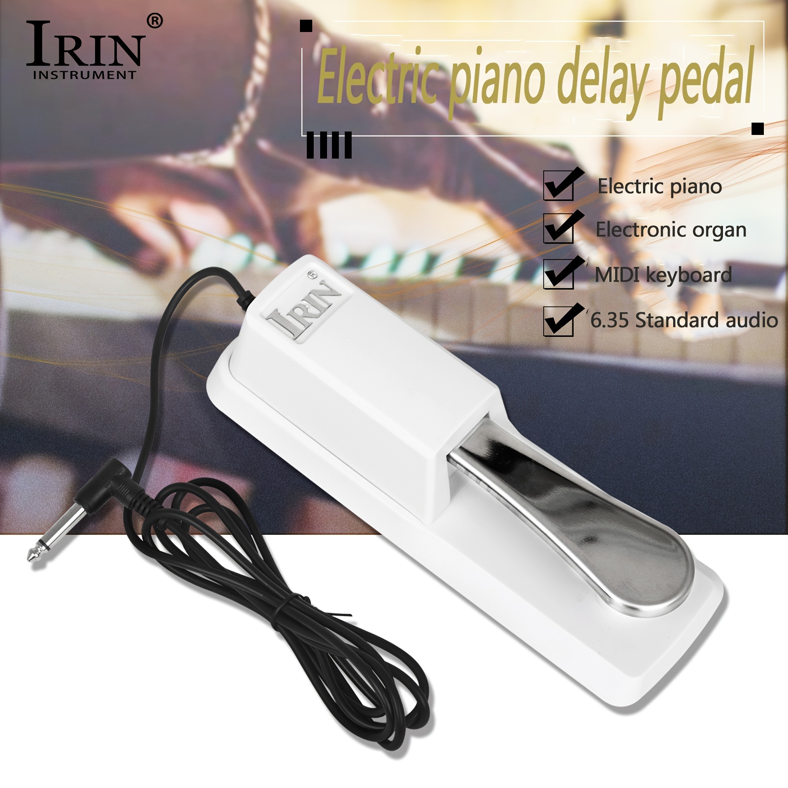 SOUNDDI SP-20 Sustain Pedal Electric Piano Sustain Pedal with 6.5mm  Connector Keyboard Musical Instrument Accessories