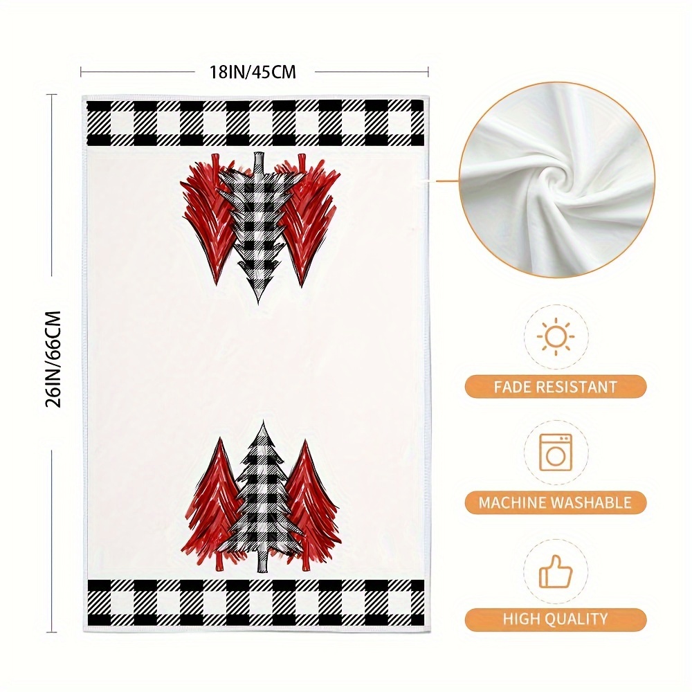 Microfiber Dishcloth, Christmas Theme Kitchen Hand Towels, Christmas Tree Buffalo  Plaid Pattern Tea Towel For Bathroom, Holiday Warm Gift Home Decor,  Christmas Decor - Temu