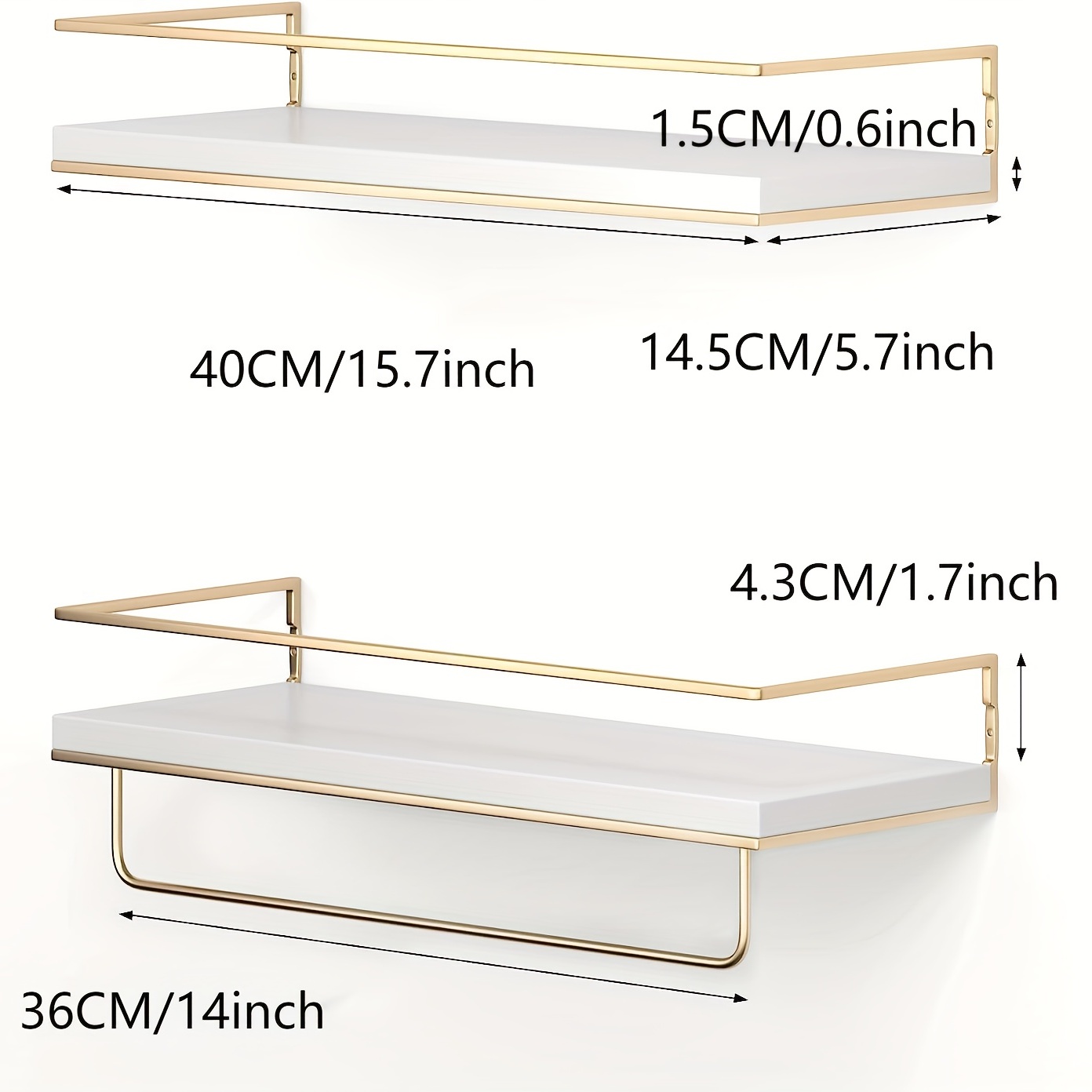 Floating Shelves, Wall Mounted Hanging Shelves With Golden Towel
