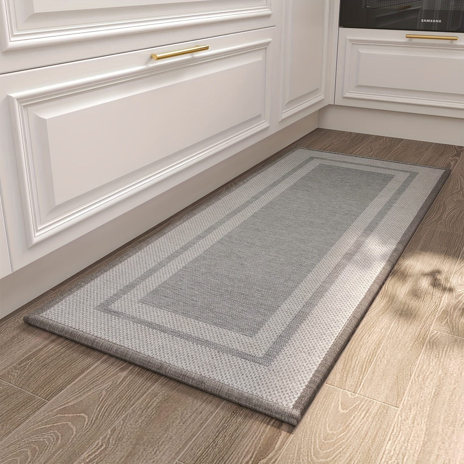 Woven Bath Mat, Non-slip Absorbent Bathroom Mat, Laundry Floor Rug