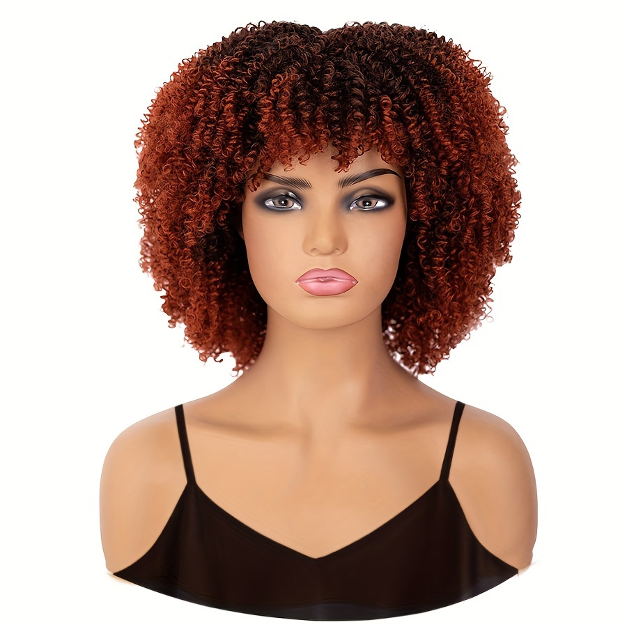 Afro Curly Black Synthetic Wigs Nature Looking Heat Temu