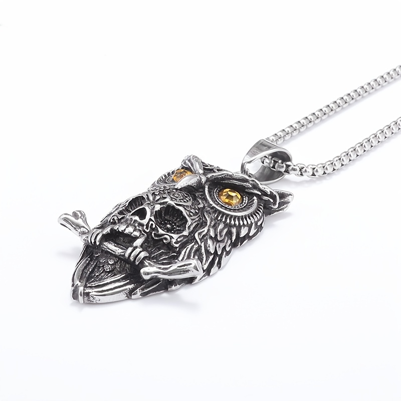 1pc Herren Vintage Gothic Owl Skull Viking Anhänger - Temu Austria