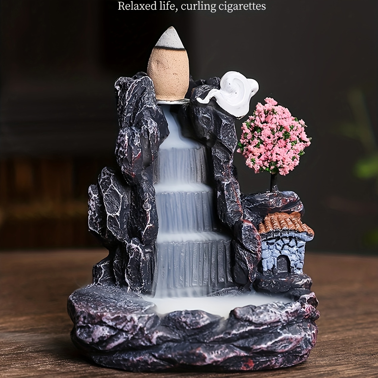 Quemador de incienso de reflujo, quemador de incienso de cascada de humo,  montañas y Río, soporte incensario de aromaterapia, artesanía elegante