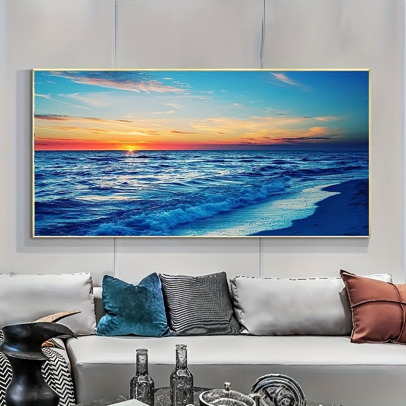 Large Diamond Painting Beach Ocean Beach Diamond Art Large - Temu