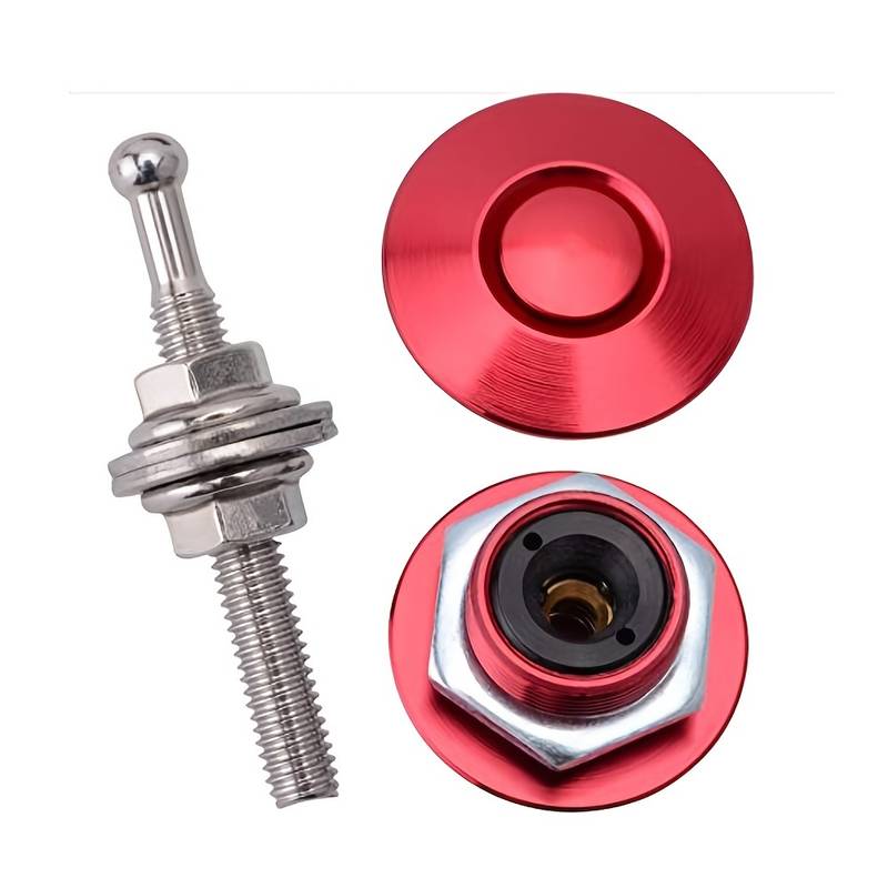 Loquet à Dégagement Rapide Pour Capot De Voiture – 2 Pièces En Aluminium – Bouton Poussoir Universel