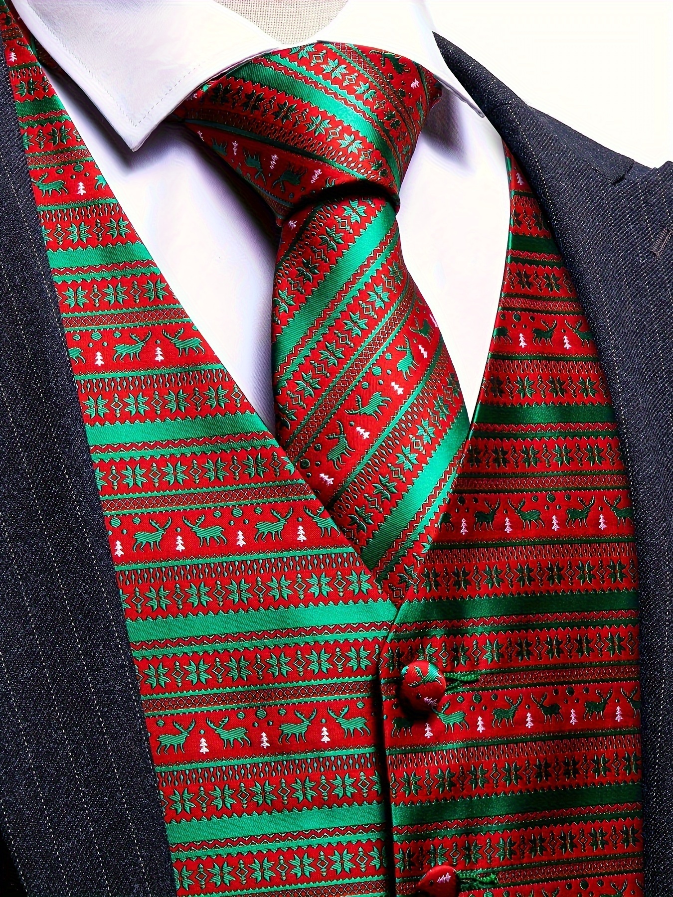 mens plus size christmas suit waistcoat bow tie handkerchief Temu