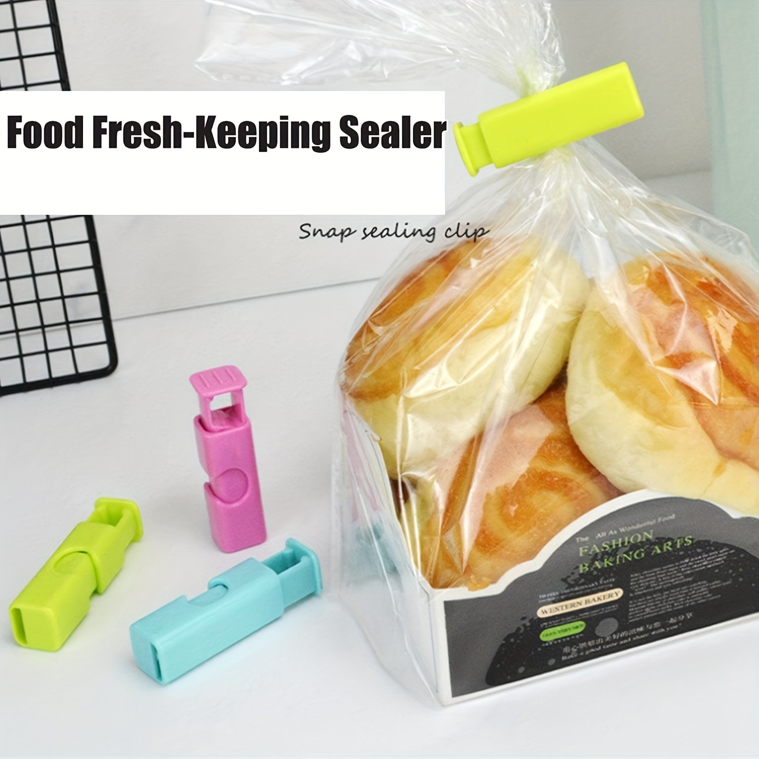 Squeeze Bread Bag Clips, 12 Pack Bag Cinches Clips, Non-Slip Grip, Bagel Bag  Clips, Slip Grip Easy Squeeze & Lock, Assorted Color 