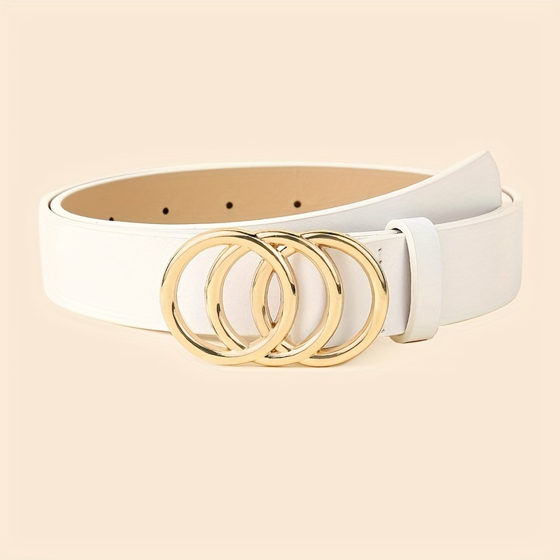 1pc Belt With 3 Rings And Alloy Decoration, Women's Trendy And Versatile Belt